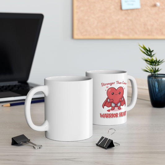 Stronger Than Cancer Warrior Heart Mug – Inspirational Cancer Support Gift for Survivors & Fighters