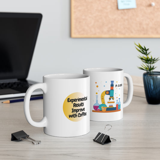 MOKA Microscope Coffee Mug, Experimental Results Improve with Caffeine Mug, Funny Science Mug, Researcher Gift, Lab Humor Coffee Cup