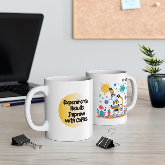 COLORFUL Microscope Coffee Mug, Experimental Results Improve with Caffeine Mug, Funny Science Mug, Researcher Gift, Lab Humor Coffee Cup