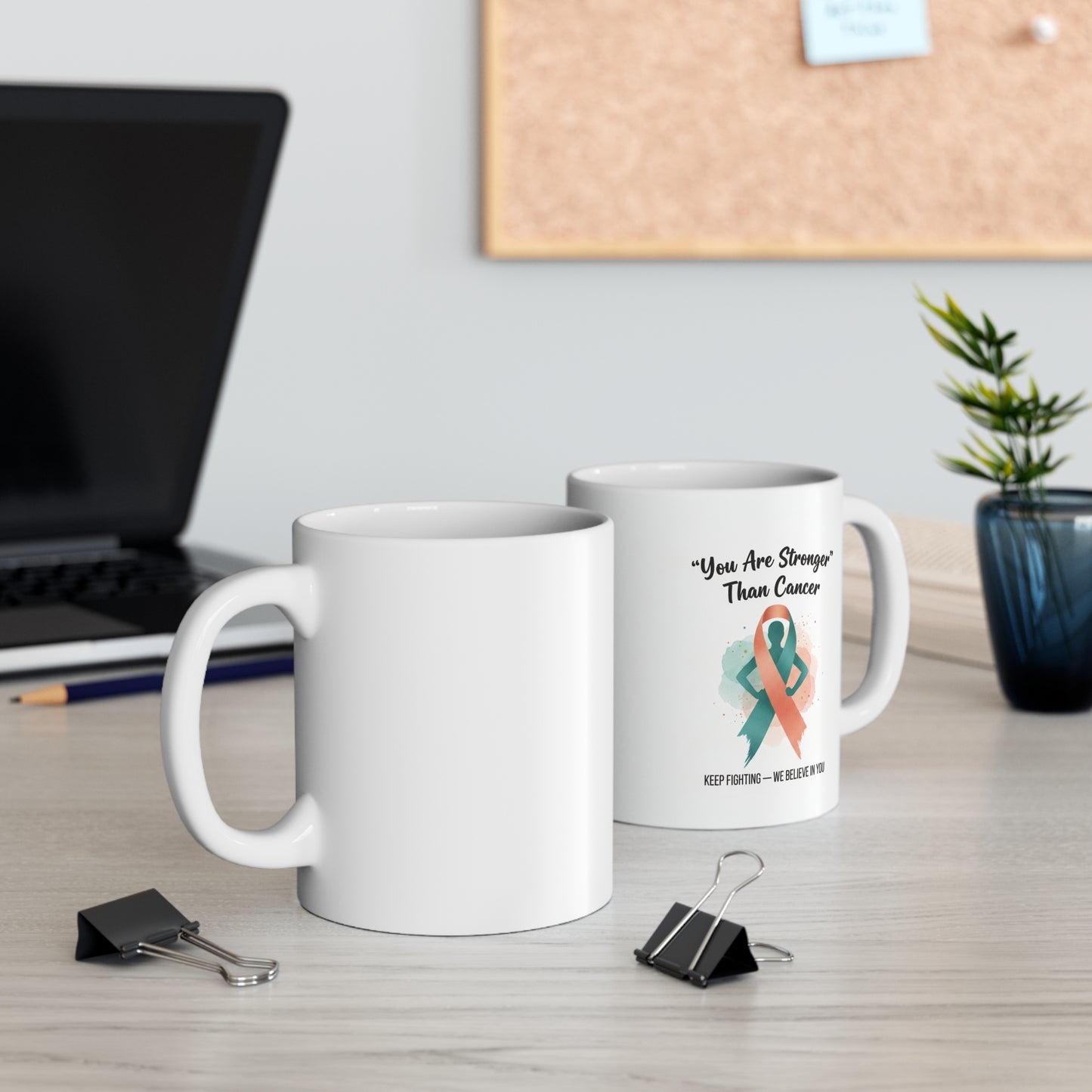 Keep Fighting Mug – Cancer Awareness Support Coffee Cup with Encouraging Message