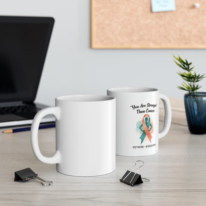 Keep Fighting Mug – Cancer Awareness Support Coffee Cup with Encouraging Message