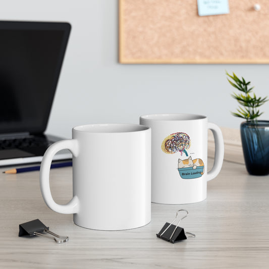 Brain Loading Mug – Neuroscience Cat Coffee Mug