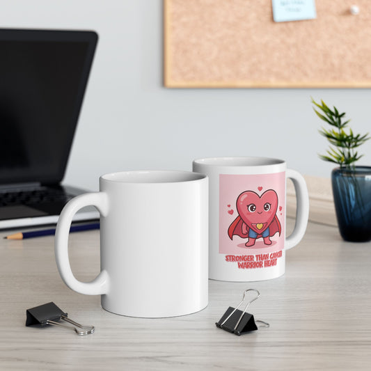 Fighting Heart Mug – Cancer Awareness Support Gift with Superhero Heart Design
