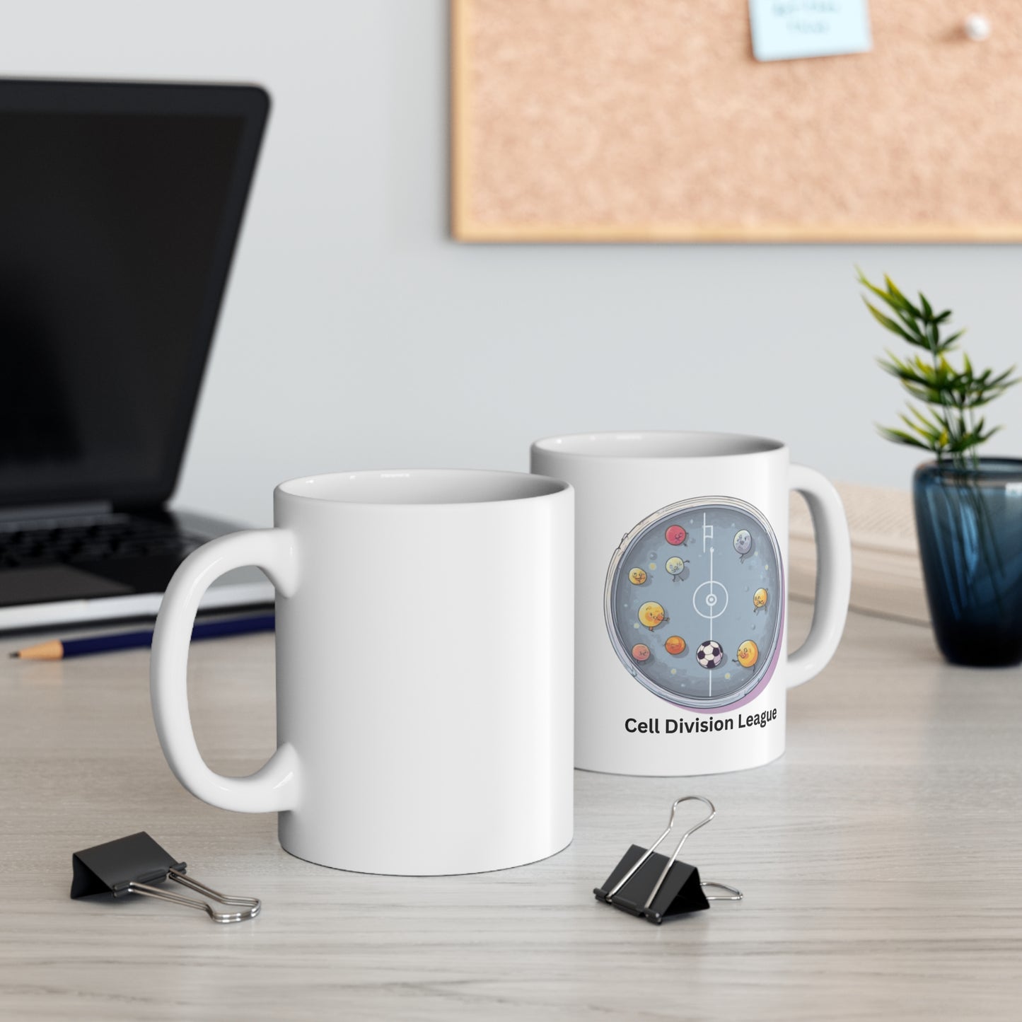Cell Division League Mug – Biology Soccer Petri Dish Design