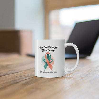 Keep Fighting Mug – Cancer Awareness Support Coffee Cup with Encouraging Message