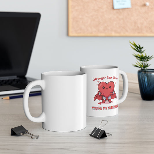 Stronger Than Cancer Mug – Superhero Cancer Support Gift for Survivors & Loved Ones