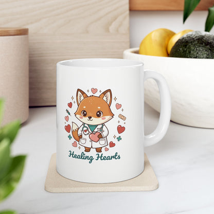 Healing Hearts Mug – Cute Nurse, Doctor & Veterinary Fox Coffee Cup