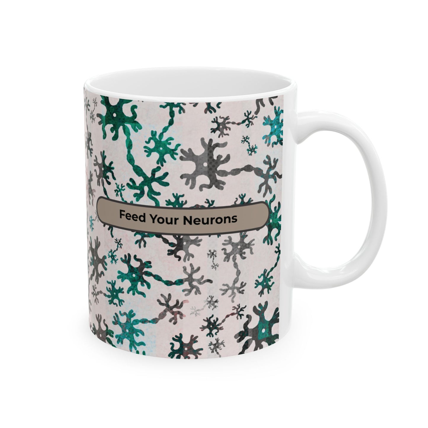 Neuro Pattern Ceramic Mug — Neuron Design Coffee Cup