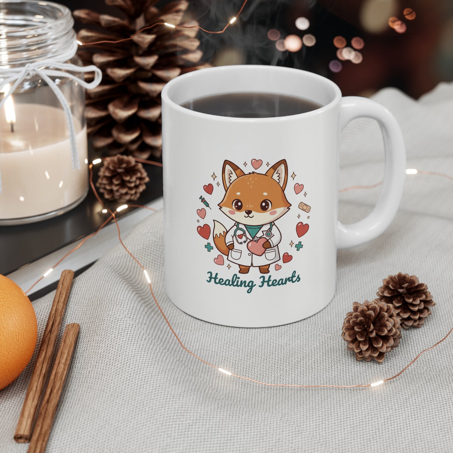 Healing Hearts Doctor and Nurse Mug - Cute Fox Coffee Mug