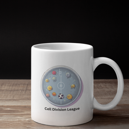 Cell Division League Mug – Biology Soccer Petri Dish Design