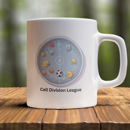 Cell Division League Mug – Biology Soccer Petri Dish Design