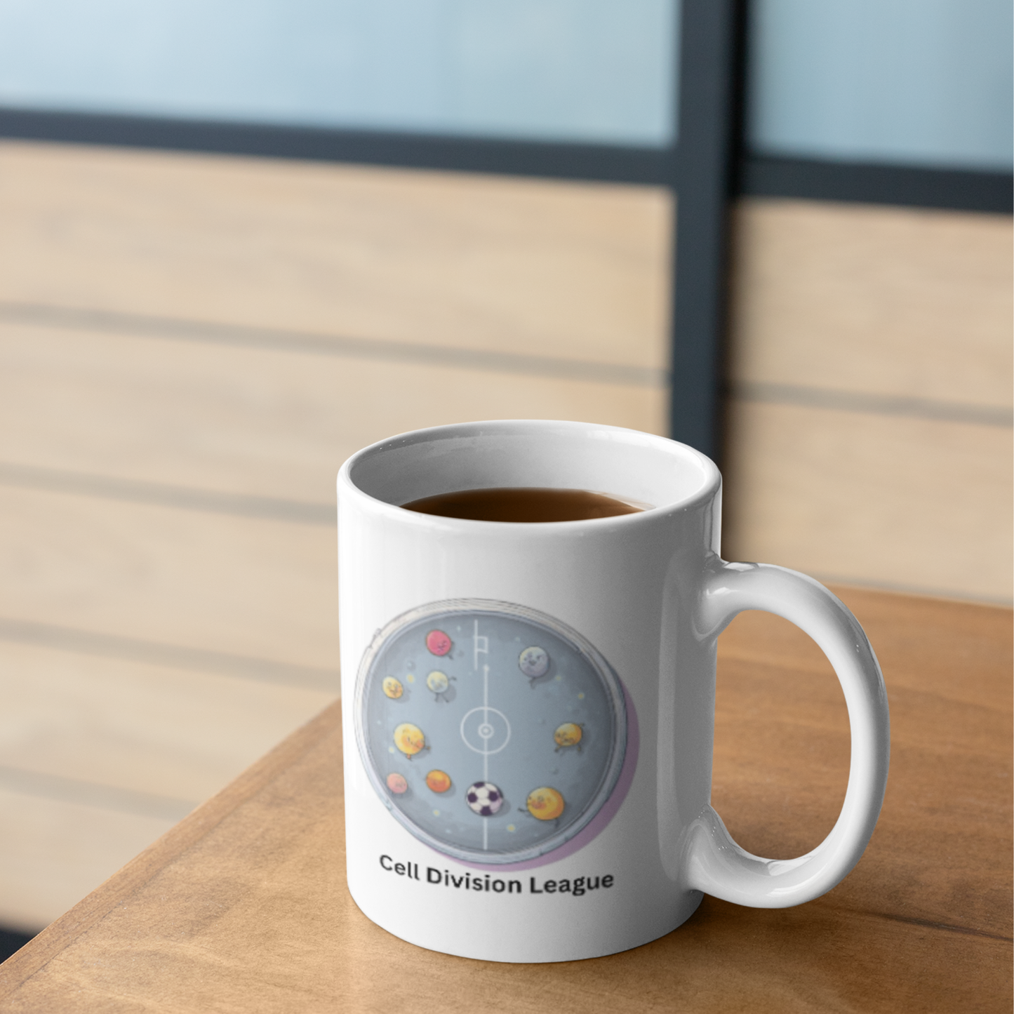 Cell Division League Mug – Biology Soccer Petri Dish Design