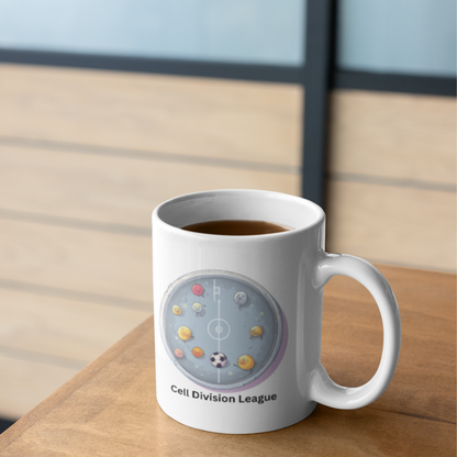 Cell Division League Mug – Biology Soccer Petri Dish Design