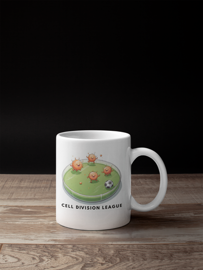 Petri Pitch League Mug – Cute Cell Culture Soccer Coffee Cup for Biology Lovers
