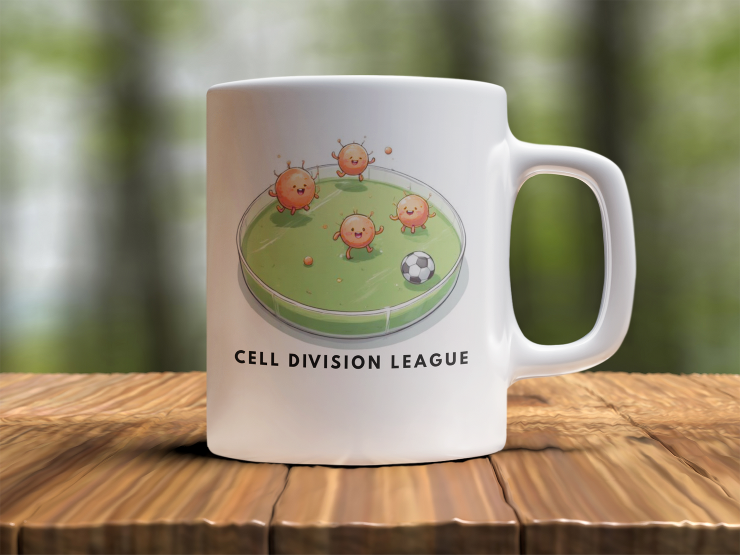 Petri Pitch League Mug – Cute Cell Culture Soccer Coffee Cup for Biology Lovers