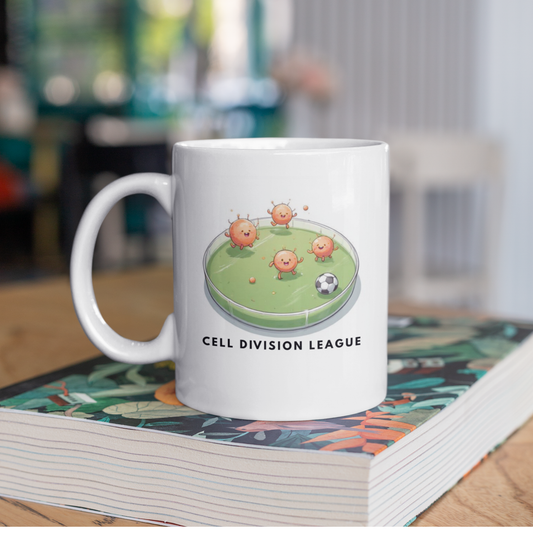 Cell Division League Mug – Cute Science Soccer Petri Dish Coffee Cup