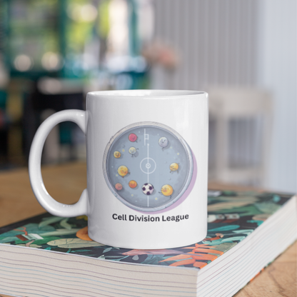 Cell Division League Mug – Biology Soccer Petri Dish Design