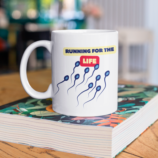 Running for Life Mug – Biology Coffee Cup with Clever Science Humor