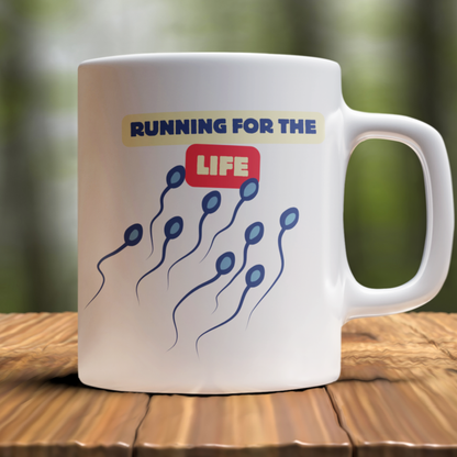 Running for Life Mug – Biology Coffee Cup with Clever Science Humor