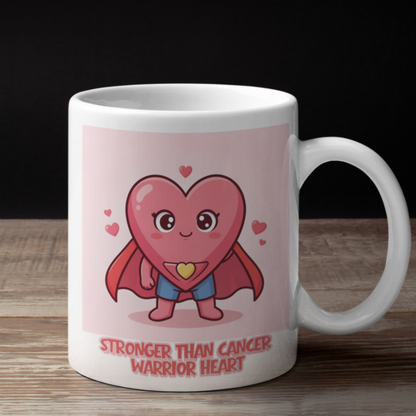 Fighting Heart Mug – Cancer Awareness Support Gift with Superhero Heart Design