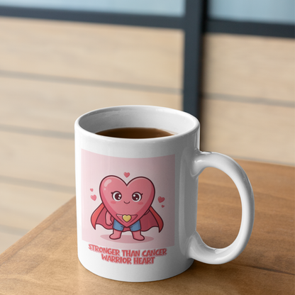 Fighting Heart Mug – Cancer Awareness Support Gift with Superhero Heart Design