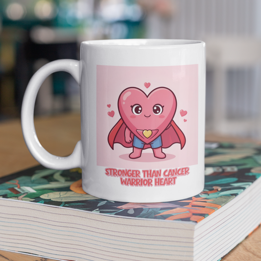 Fighting Heart Mug – Cancer Awareness Support Gift with Superhero Heart Design