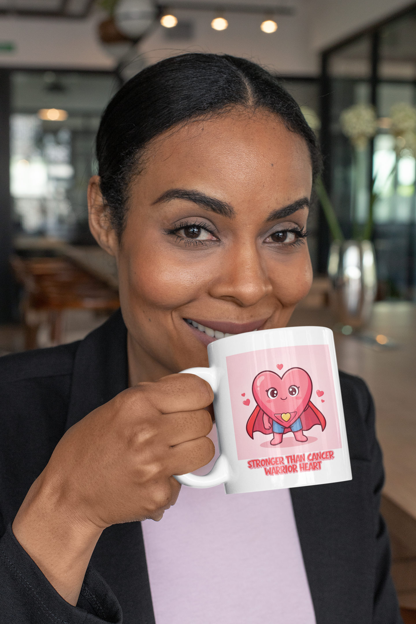 Fighting Heart Mug – Cancer Awareness Support Gift with Superhero Heart Design