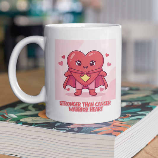 Warrior Heart Cancer Support Mug – “Stronger Than Cancer” Inspirational Gift