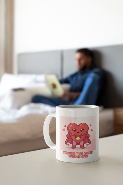Warrior Heart Cancer Support Mug – “Stronger Than Cancer” Inspirational Gift