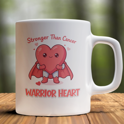 Stronger Than Cancer Warrior Heart Mug – Inspirational Cancer Support Gift for Survivors & Fighters