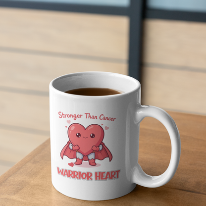 Stronger Than Cancer Warrior Heart Mug – Inspirational Cancer Support Gift for Survivors & Fighters