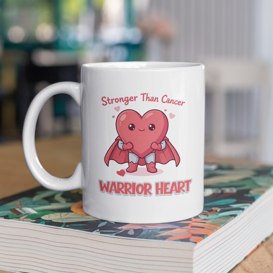 Stronger Than Cancer Warrior Heart Mug – Inspirational Cancer Support Gift for Survivors & Fighters