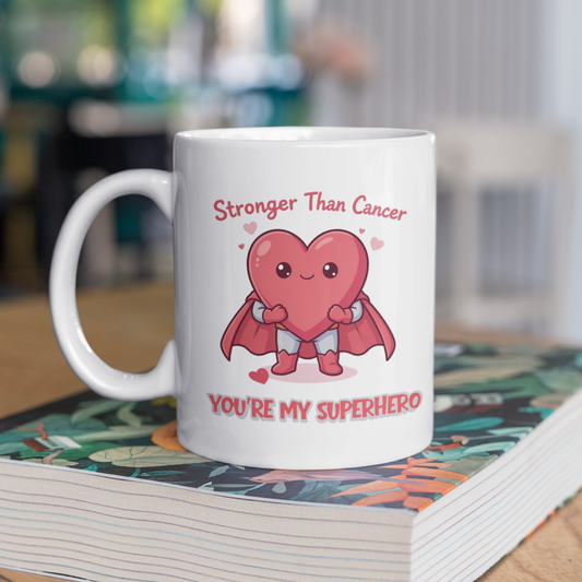 Stronger Than Cancer Mug – Superhero Cancer Support Gift for Survivors & Loved Ones