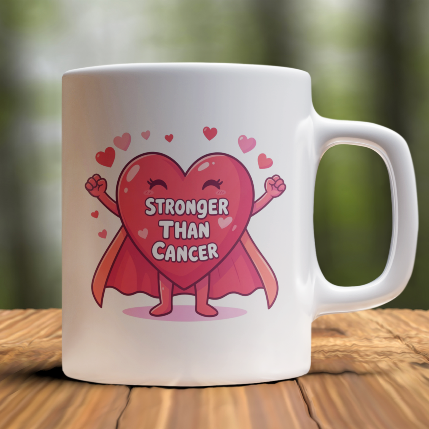 Superhero Heart Mug – “Stronger Than Cancer” Inspirational Support Gift