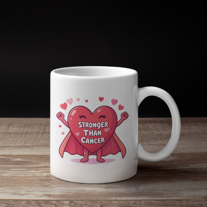 Superhero Heart Mug – “Stronger Than Cancer” Inspirational Support Gift