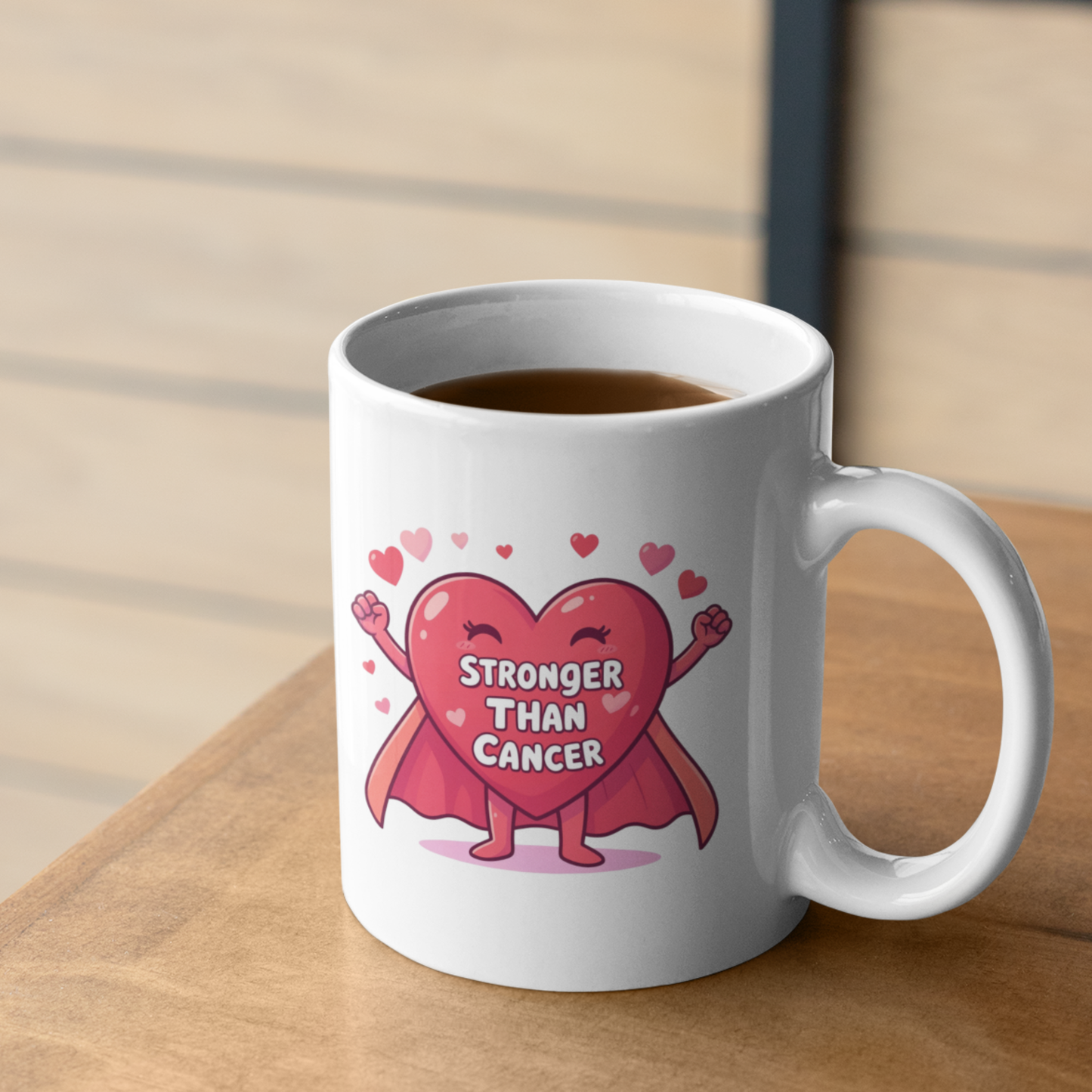 Superhero Heart Mug – “Stronger Than Cancer” Inspirational Support Gift