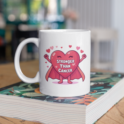 Superhero Heart Mug – “Stronger Than Cancer” Inspirational Support Gift