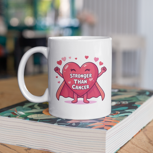 Superhero Heart Mug – “Stronger Than Cancer” Inspirational Support Gift