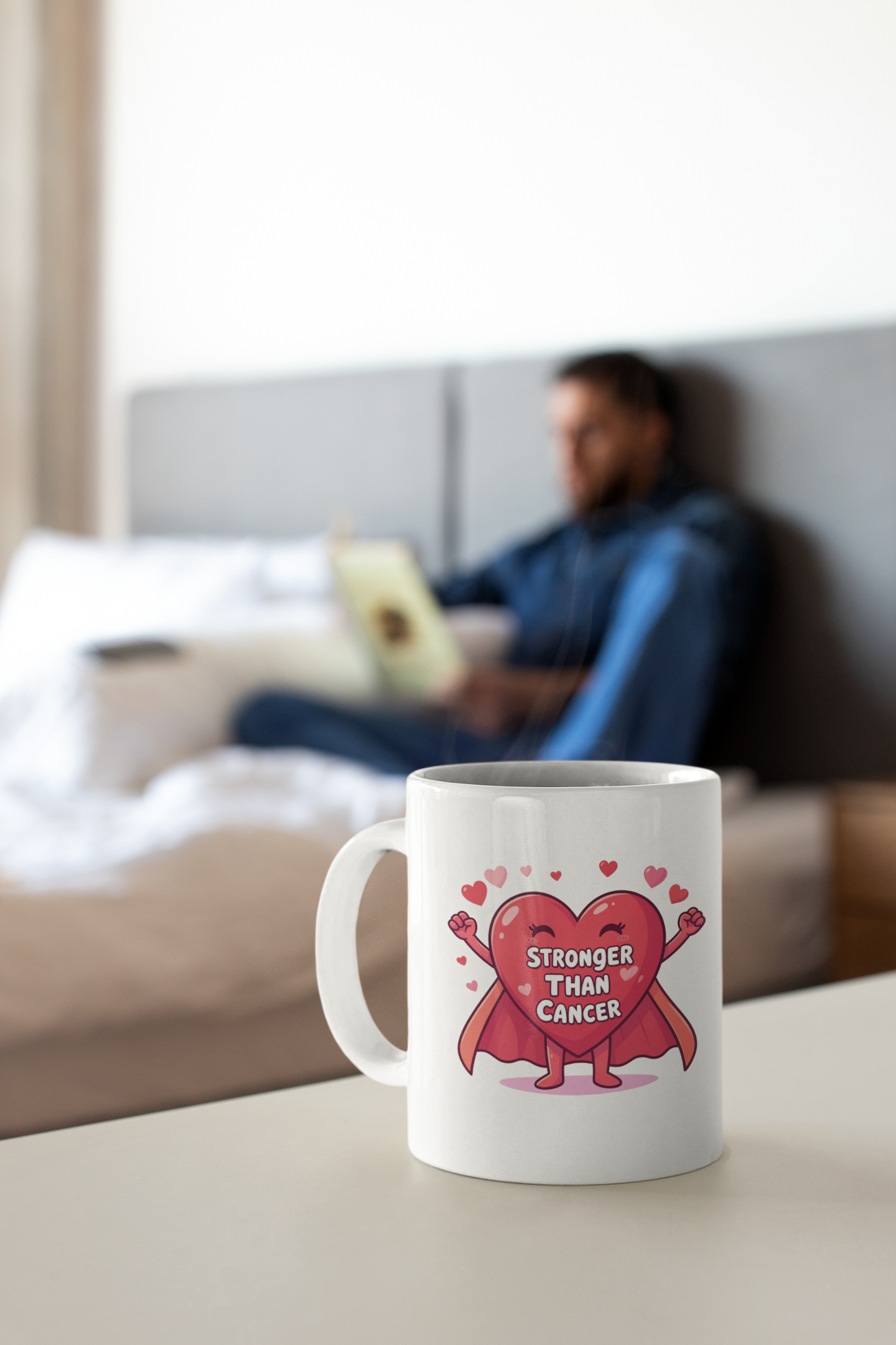 Superhero Heart Mug – “Stronger Than Cancer” Inspirational Support Gift