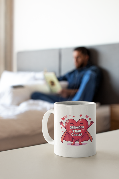Superhero Heart Mug – “Stronger Than Cancer” Inspirational Support Gift