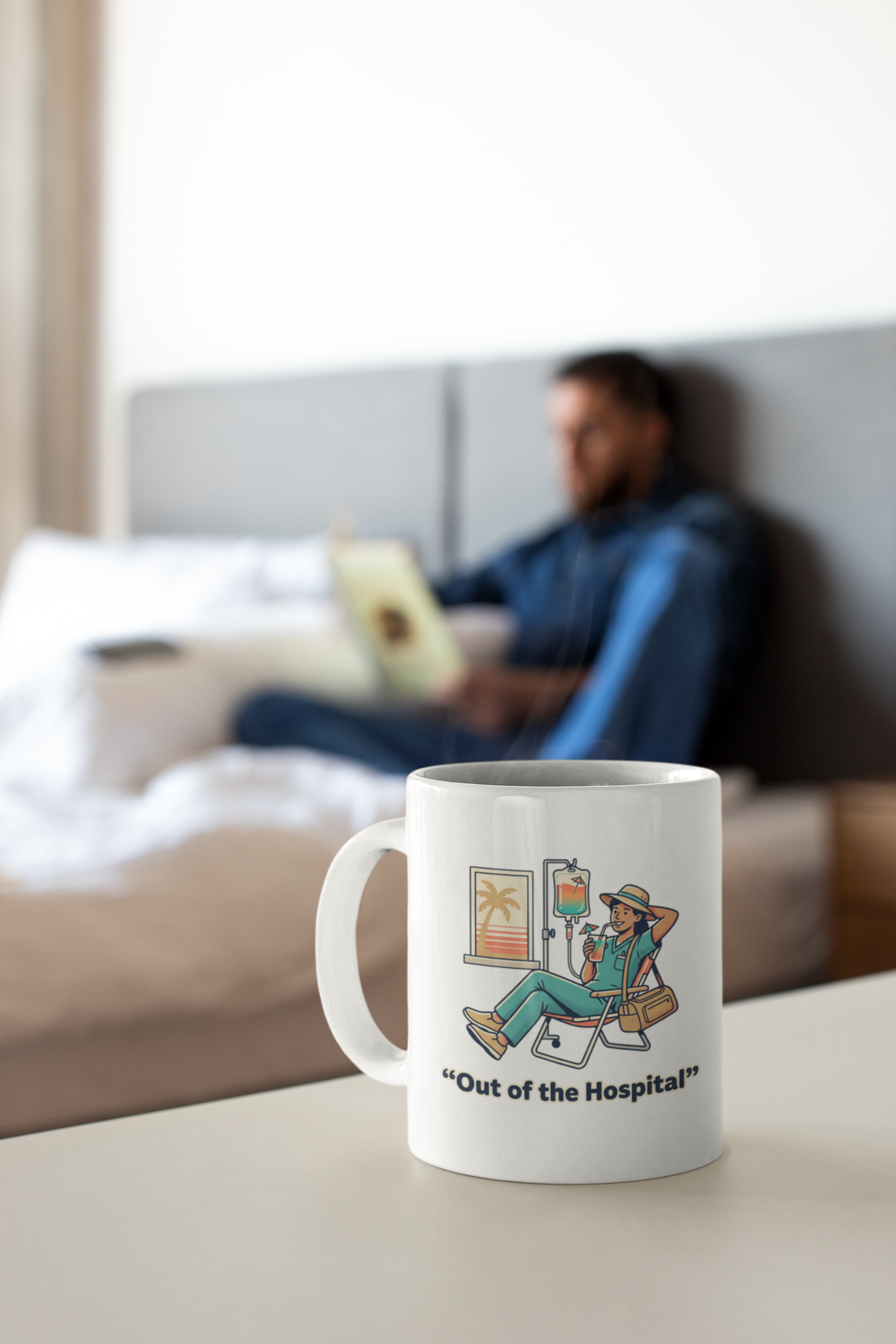 Nurse Mug “Out of the Hospital” – Medical Humor Coffee Cup, Nurse Gift, Doctor & Healthcare Worker Relaxation Mug