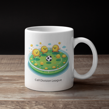 Cell Culture Football Mug – Playful Cell Division Design for Science Lovers