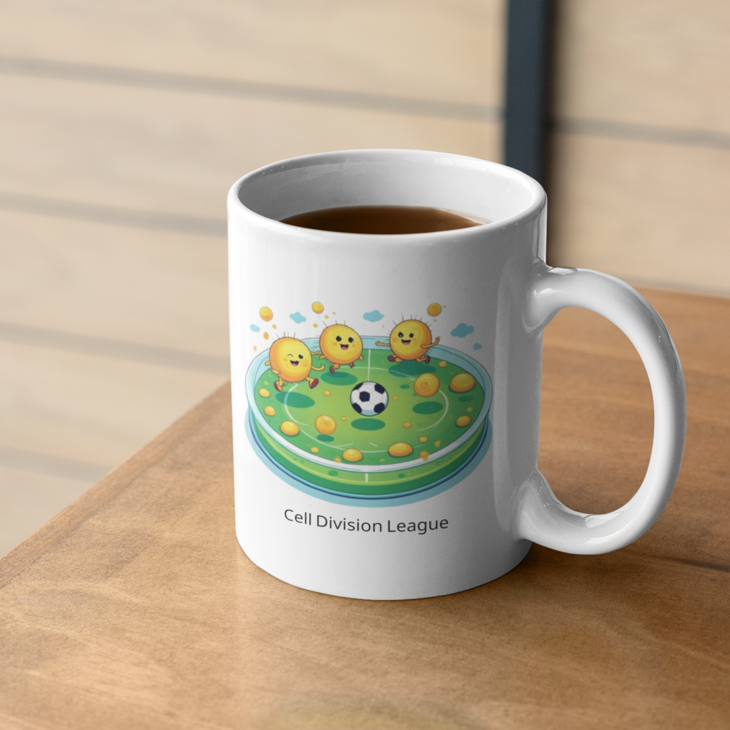Cell Culture Football Mug – Playful Cell Division Design for Science Lovers