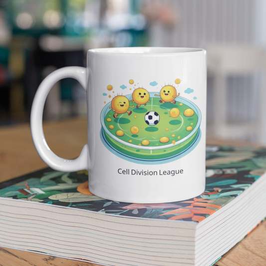 Cell Culture Football Mug – Playful Cell Division Design for Science Lovers
