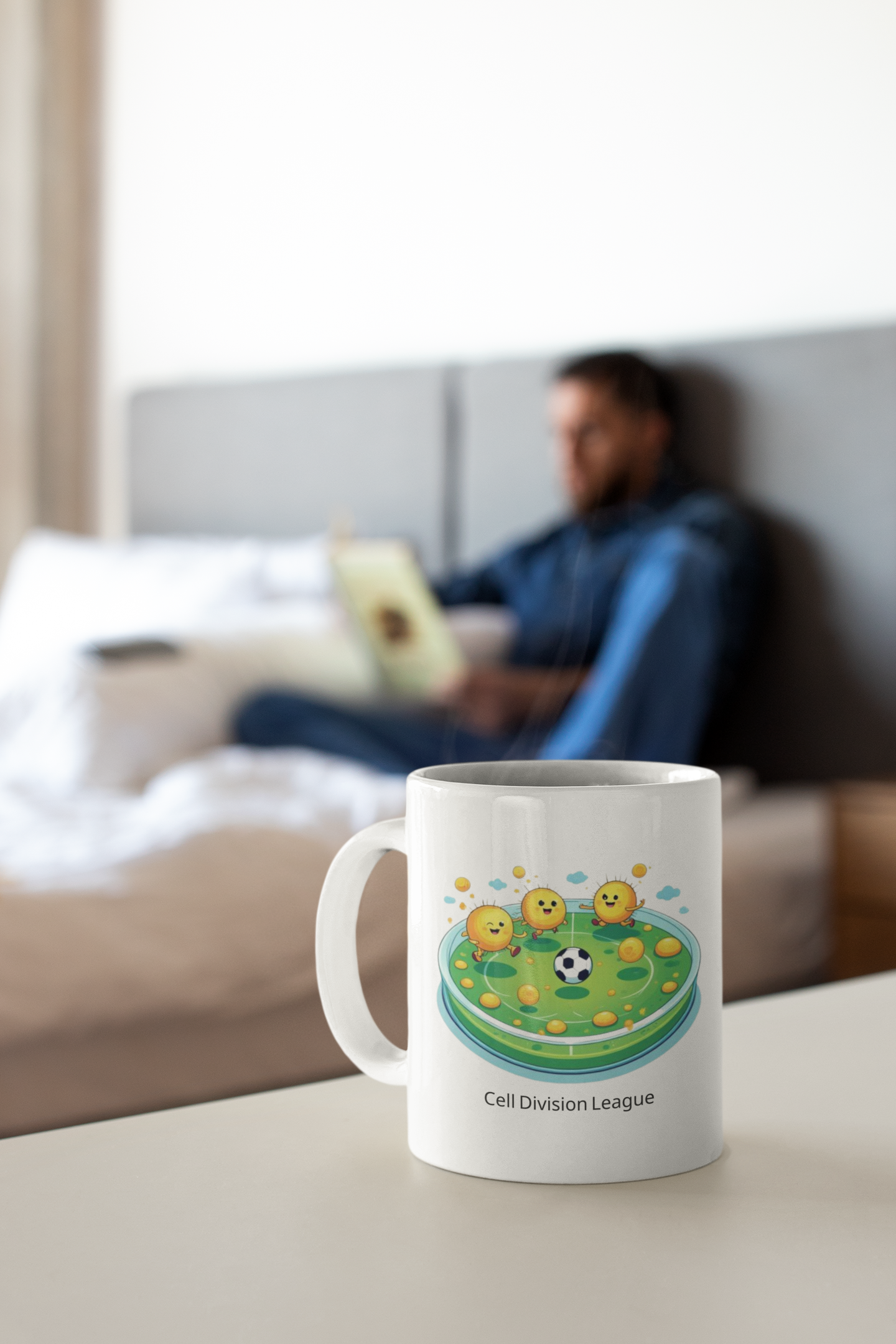 Cell Culture Football Mug – Playful Cell Division Design for Science Lovers