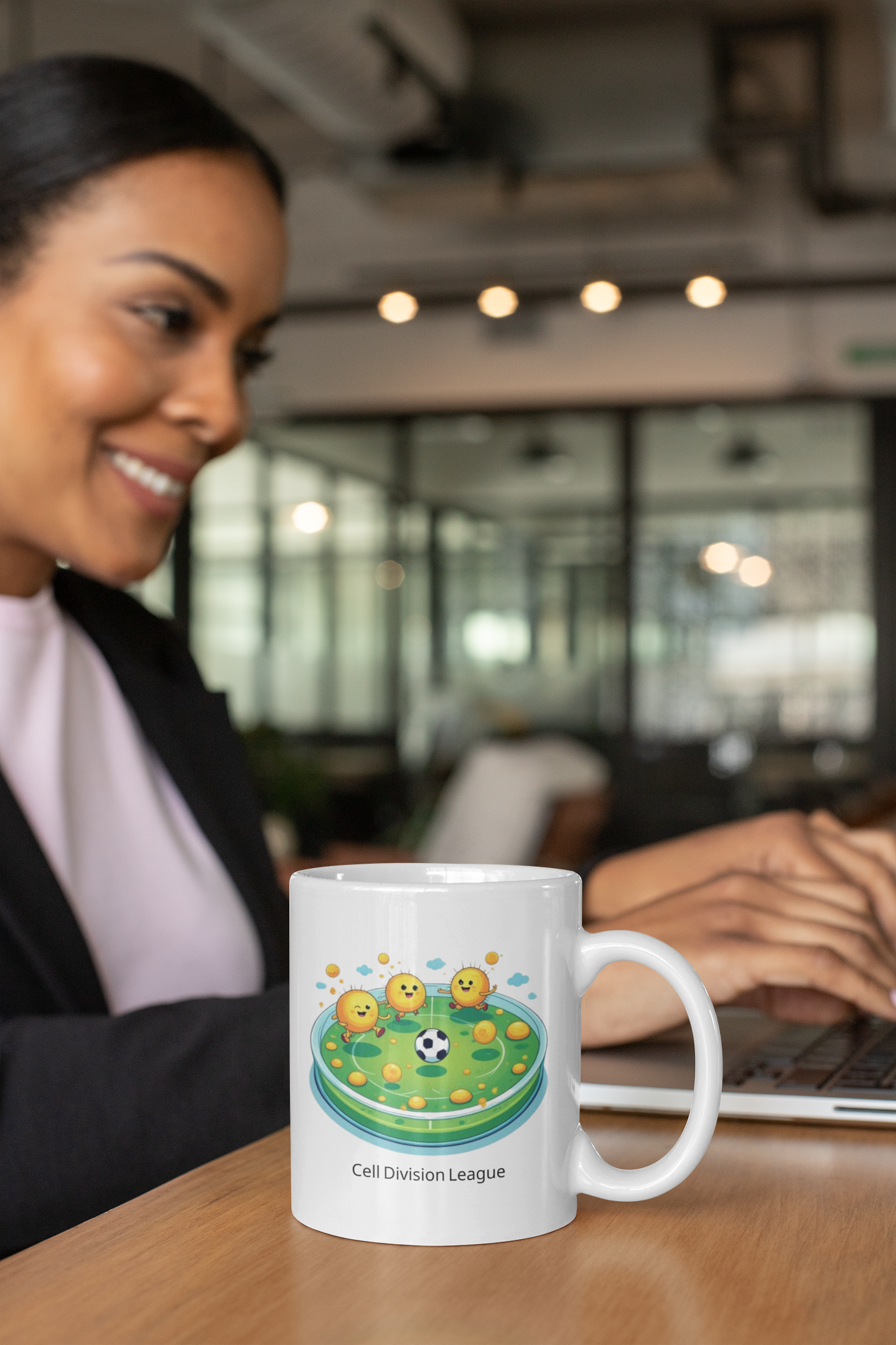Cell Culture Football Mug – Playful Cell Division Design for Science Lovers