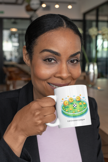 Cell Culture Football Mug – Playful Cell Division Design for Science Lovers