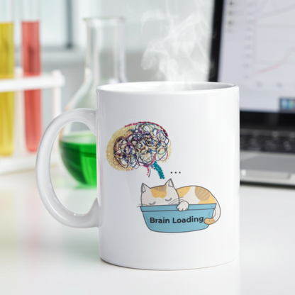 Brain Loading Mug – Neuroscience Cat Coffee Mug