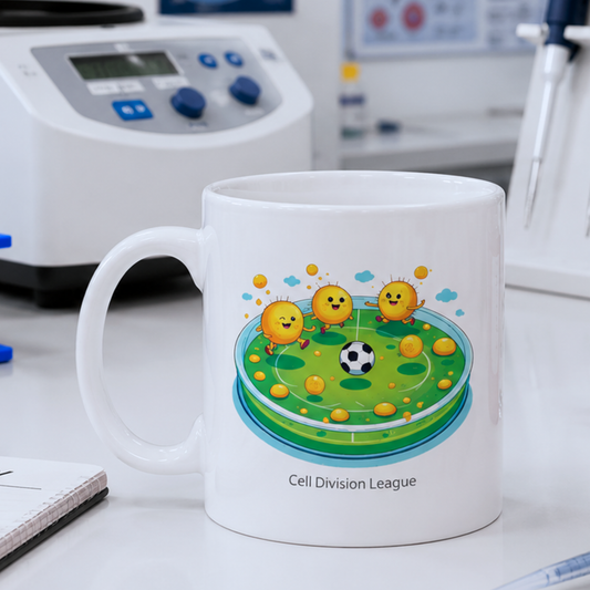 Cell Culture Football Mug – Playful Cell Division Design for Science Lovers
