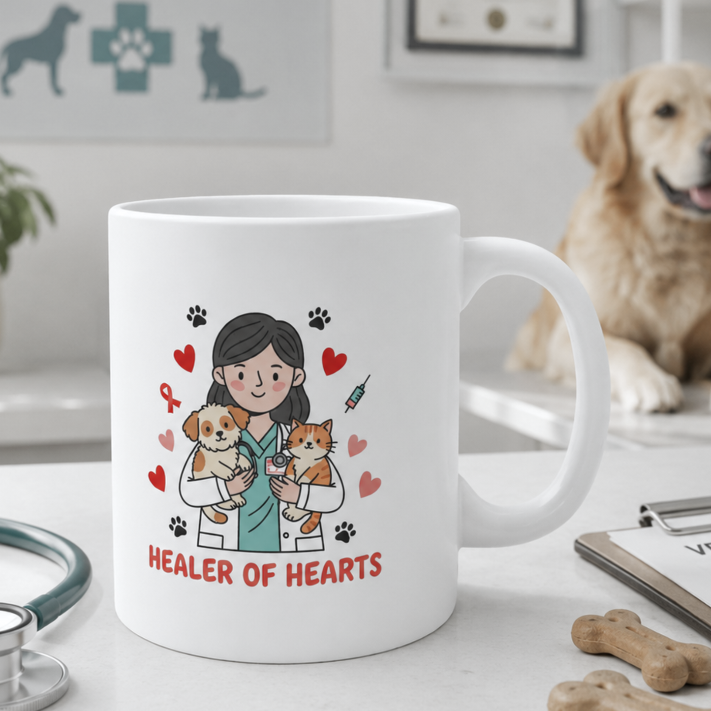 Healer of Hearts Mug – Cute Veterinary & Pet Care Coffee Cup for Animal Lovers